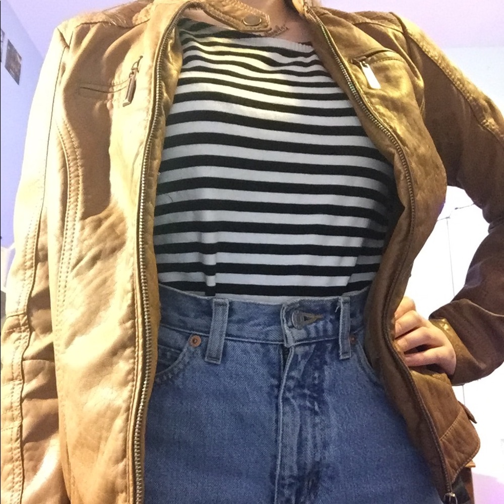 Light Brown Faux Leather Jacket - SOLD